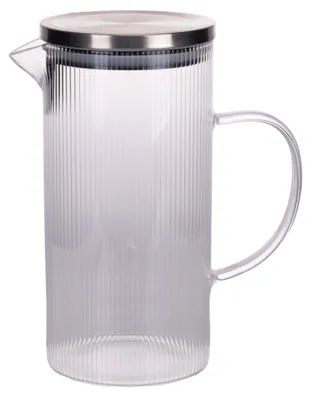 Glaskaraffe 1,4 l Borosilikatglas, transparant, Edelstahldeckel