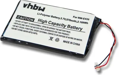 Produktbild von vhbw Akku kompatibel mit Sony SOK-NWZ-E435F(B) MP3-Player Musik Player (570 mAh, 3,7 V, Li-Polymer)