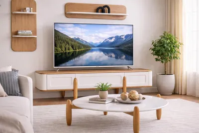 Image de Ensemble de salon élégant : meuble TV, étagères murales raffinées, ensemble de design
