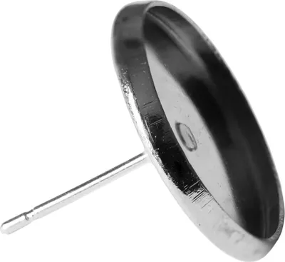 Produktbild von 10 x Ohrstecker Rohling verschiedene Farben mit Rand für Cabochon Klebstein 10-14mm Größe - 14 mm Farbe - Silberfarbend