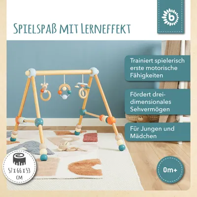 Produktbild von Bieco Spieltrapez höhenverstellbar | Spielbogen Baby Holz | Spielebogen Holz Baby | Spieltrapez Holz | Baby Mobile Holz | Activity Center Baby Gym | Holzspielzeug Baby | Baby Spielzeug | Bär Design