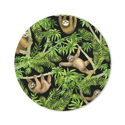Produktbild von MuchoWow® Mauspad Mousepad Faultier - Palme - Muster - Jungen - Mädchen - Kinder - Kind 30x30 cm - Mousepads - Maus Mat - Pad - Mausunterlage - Tischunterlage - Schreibtischmatten