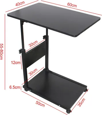 Immagine prodotto di Tavolino mobile - Tavolino da salotto/comodino - Con rotelle - Rettangolare - Metallo - Minimalista moderno - Richiede assemblaggio - Nero