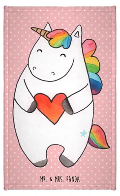Produktbild von Mr. & Mrs. Panda Handtuch Einhorn Herz - Rot Pastell - Geschenk, Frotteetuch, Freundin, Klein, Unicorn, Gästetuch, Einhörner, gäste wc, Bunt, Frotteehandtuch