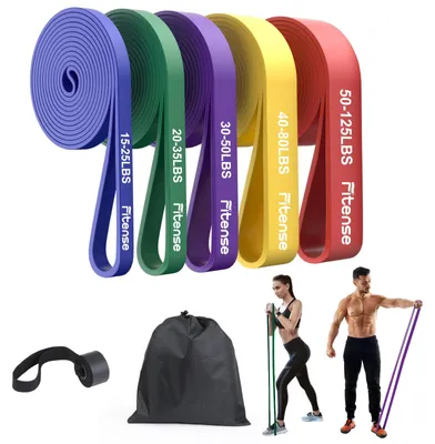 Productafbeelding van Set weerstandsbanden - 5 niveaus van 6,8-56,7 kg, met deuranker en trainingsposter