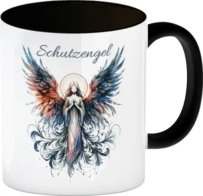 Produktbild von Schutzengel Kaffeebecher in schwarz