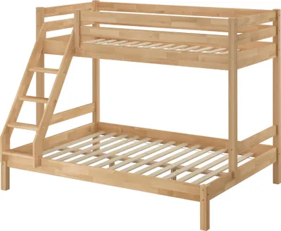 Produktbild von Stabiles Stockbett Etagenbett 90x200 u 140x200 Buche massiv lackiert V-60.14-09-14Rollrost inkl.