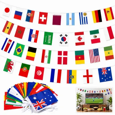 Produktbild von Flaggenkette mit 32 europäischen Ländern zur Dekoration für die Weltmeisterschaft und die Europameisterschaft