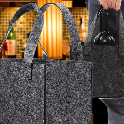 Obrázek produktu pro Taška na láhev, 6/9 přihrádek, přenosná plstěná taška na červené víno, dárková taška na víno