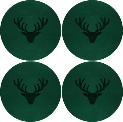 Produktbild von Oblique Unique 4 Filz Untersetzer mit Rentier Hirsch Glasuntersetzer für Weihnachten Adventsdeko - grün