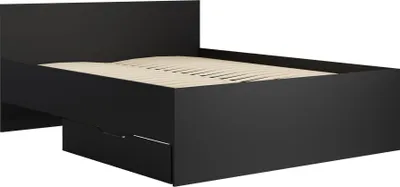 Produktbild von BETTSO Modernes schwarzes Bett MAXIVO mit Bettzeugbehälter und Holzrahmen für das Schlafzimmer