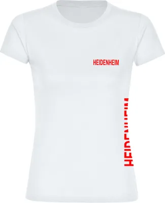Produktbild von multifanshop Damen T-Shirt - Heidenheim - Brust & Seite, weiß, Größe L