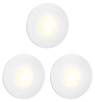 Productafbeelding van ledscom.de 3x LED-traplelamp/wandlamp FEX voor binnen- en buitengebruik, rond, 85mm diameter, warm wit licht