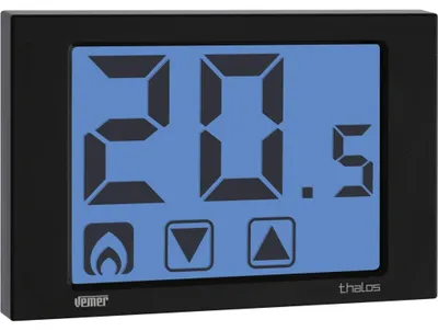 Produktbild von VEMER VE433900 THALOS - Digital Heizungsthermostat, Raumthermostat mit Touchscreen-LCD-Anzeige, Stromversorgung mit Batterien, Schwarz