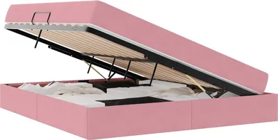 Obrázek produktu pro Postel s úložným prostorem a matrací Růžová 180 x 200 cm samet