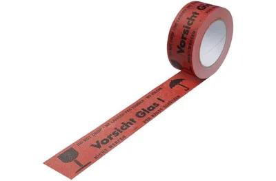 Produktbild von Warnklebeband Breite 50mm Länge 50m Stärke 135µ rot Vorsicht Glas TRANSPAK