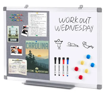 Produktbild von SWANCROWN Whiteboard mit Pinnwand Magnetisch 60x45cm mit Aluminiumrahmen