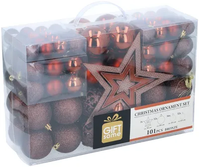 Productafbeelding van Kerstballen in set - Set van 101 - Kerstboomversiering - Kerstboomdecoratie - Onbreekbaar - Binnen en buiten - Kunststof