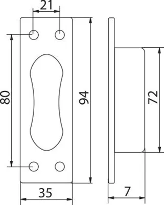 Zdjęcie produktu dla Wbudowany uchwyt 1-94x35 w kolorze niklu