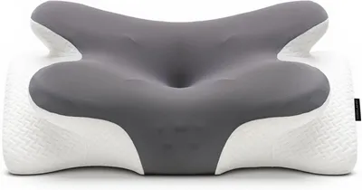 Produktbild von Ergonomisches Nackenkissen aus Memory Foam - Schmetterlingskissen für Schlafkomfort - Kopfkissen für Seiten-, Rücken- & Bauchschläfer, 63x34cm (Dunkelgrau)
