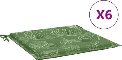 Obrázek produktu pro vidaXL Polštáře na židle 6 ks. Látka se vzorem listů 40x40x3 cm