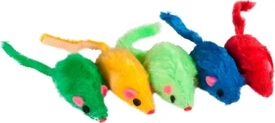 Immagine prodotto di Giocattolo per gatti TOPI DI PELUCHE COLORATE5 CM, 5 IN BORSE ASSORTITE PER COLORE