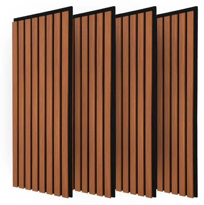 Produktbild von Akustikpaneele Akustikplatten Schallschutzpaneele - Holzoptik Walnuss - 4 Stück - 60 x 30 cm - 3D-Lamellen