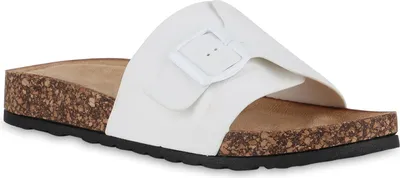 Produktbild von VAN HILL Damen Pantoletten Sandalen Schnallen Profil-Sohle Schuhe 841089, Farbe: Weiß, Größe: 37