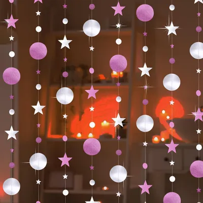 Immagine prodotto di Ghirlande di carta glitter rosa, confezione da 5 pezzi, lunghezza 4 metri, ideali per decorazioni di feste