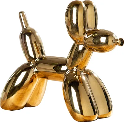 Obrázok produktu pre Gilde figúrka, pes, "Balónový pes", keramika, zlatá farba,Polyuretán3, d. 23 cm, š. 22 cm, v. 18 cm 58158