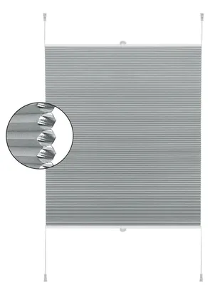 Immagine prodotto di Tende plissettate a nido d'ape - Oscuranti - Senza foratura - 100% poliestere - 65 x 130 cm - Bianco-grigio