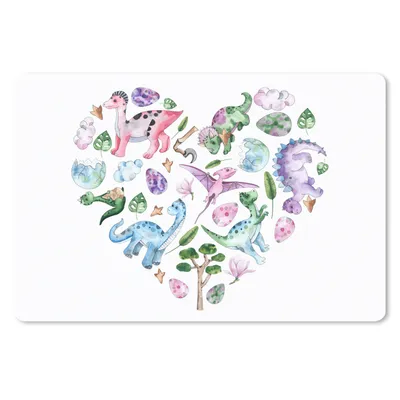 Produktbild von MuchoWow® Schreibtischunterlage Kinderzimmer - Muster - Dinosaurier - Mädchen - Kinder - Rosa - Kinder 60x40 cm - XXL Mauspad - Großes Mauspad