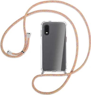 Produktbild von Handykette Backcover-Schutzhülle mit Band (Metall silberfarben) für Samsung Galaxy Xcover Pro - Rainbow