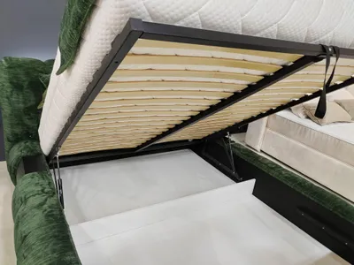 Obrázek produktu pro Rošt pod matraci skládací - 180 x 200 cm - Kovový rám s dřevěnými lamelami - Plynové pružiny