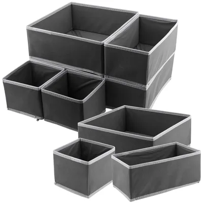 Schubladen-Organizer, 12 Stück, grau, 3 Größen, faltbar