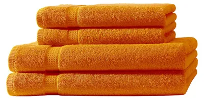 Produktbild von 4er Set Frottee 2x Handtücher 2x Duschtücher Elegance 100% Baumwolle 500 gsm 50x100 cm 70x140 cm orange