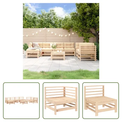 Produktbild von The Living Store 8-tlg. Garten-Lounge-Set Massivholz Kiefer