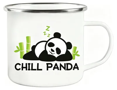 Immagine prodotto di Tazza in smalto a forma di panda, capacità 350 ml, robusta, ideale per l'uso all'aperto e nella vita di tutti i giorni, ottima idea regalo
