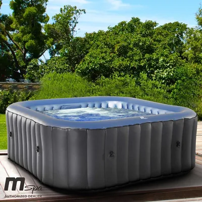 Produktbild von Whirlpool aufblasbar BRAST MSpa Tekapo für 4 Personen 158x158cm In-Outdoor Pool 108 Massagedüsen Energiespar-Timer Heizung Aufblasfunktion per Knopfdruck Bubble Spa Wellness Massage