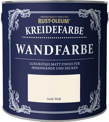 Produktbild von Rust-Oleum Kreidefarbe Wandfarbe 1 L Tuchmatt Innen Wände & Decken Farbauswahl, Farbton:Antik Weiß