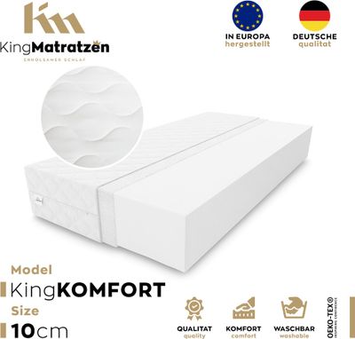 Sedemzónový matrac KingKOMFORT 160 x 200 x 10 cm z kvalitnej studenej peny | Rolovací matrac s prateľným poťahom I H3