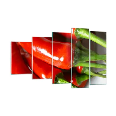 Produktbild von Bilder auf glas - Gemüse würzig Chili - 100x60cm - Glasbilder - Wandbilder - Kunstdruck - zum Aufhängen bereit - Wanddekoration aus Glas - Glas Bilder - Wandbild auf Glas - 5 Teile - GEG100x60-1135