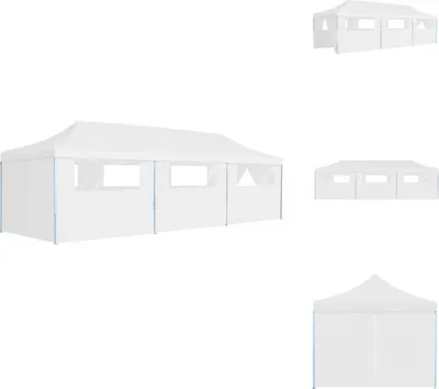 Image de vidaXL Pop-Up Tente de réception pliable avec 8 parois latérales 3x9 m Blanc - Pavillons & Tentes de réception
