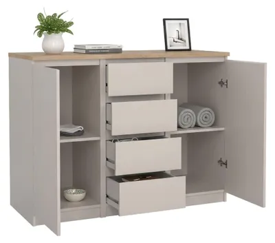 Produktbild von Angelika - Anrichte, 121x50x91h cm Beige, 4 Schubladen