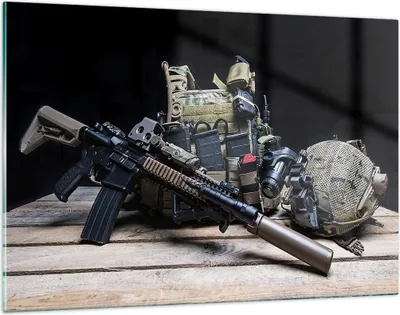 Produktbild von Bilder auf glas - Militaria Gewehr - 120x80cm - Glasbilder - Wandbilder - Kunstdruck - zum Aufhängen bereit - Wanddekoration aus Glas - Glas Bilder - Wandbild auf Glas - Einteilig - GAA120x80-3889