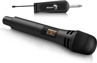 Image de Microphone dynamique sans fil noir pour karaoké et DJ
