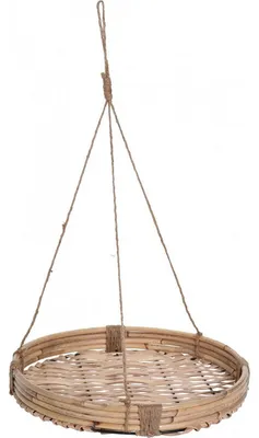 Produktbild von HOME STYLING COLLECTION Blumenampel HÄNGEAMPEL Pflanzenhalter aus BAMBUS mit Sackleinen-Schnur für Blumentöpfe 30 cm