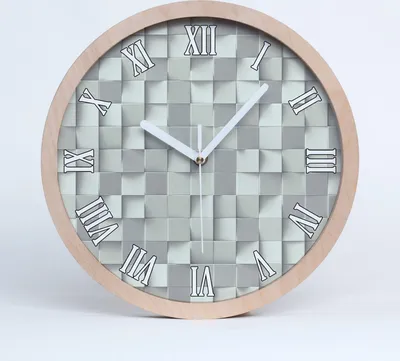 Produktbild von Holzuhr 30fi cm wanduhr - weiße Spitzen - geometrischer Hintergrund
