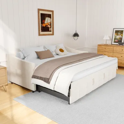 Obrázok produktu pre Rozkladacia pohovka 90x200 cm z bieleho zamatu, rozťahovacia 180x200 cm s hydraulickými zdvihákmi, bočnými vreckami a moderným dizajnom