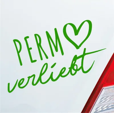 Produktbild von Auto Aufkleber Perm verliebt Herz Stadt Heimat Liebe Car 19x10 cm Hellgrün Sticker Heckscheibenaufkleber